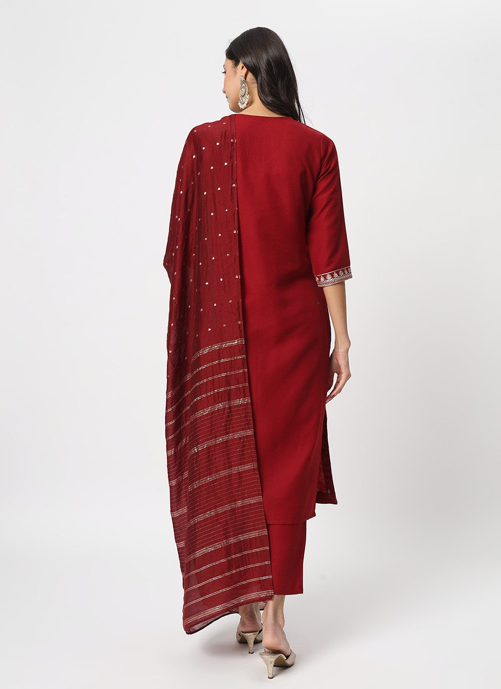 Embroidered Cotton Pant Style Suit - T4519