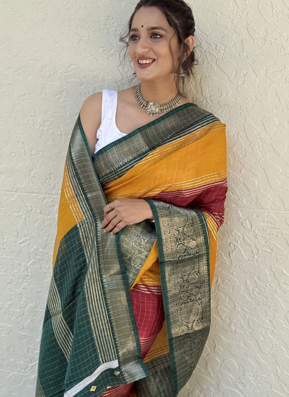 Foliage Prints Pure Dola Saree - S11844
