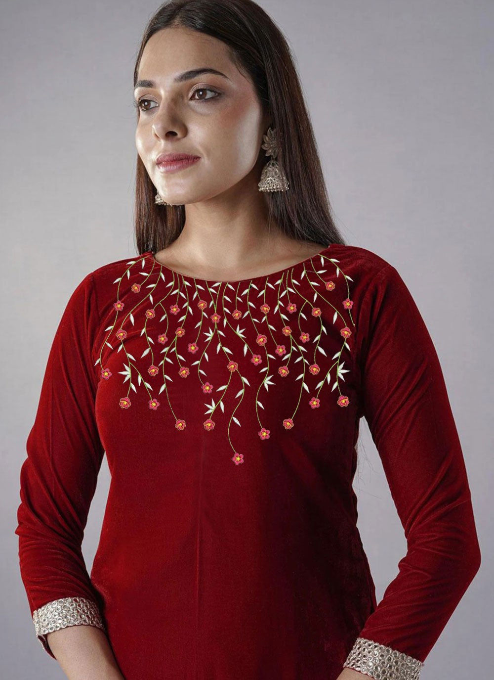 Embroidered Velvet Salwar Suit - T4630