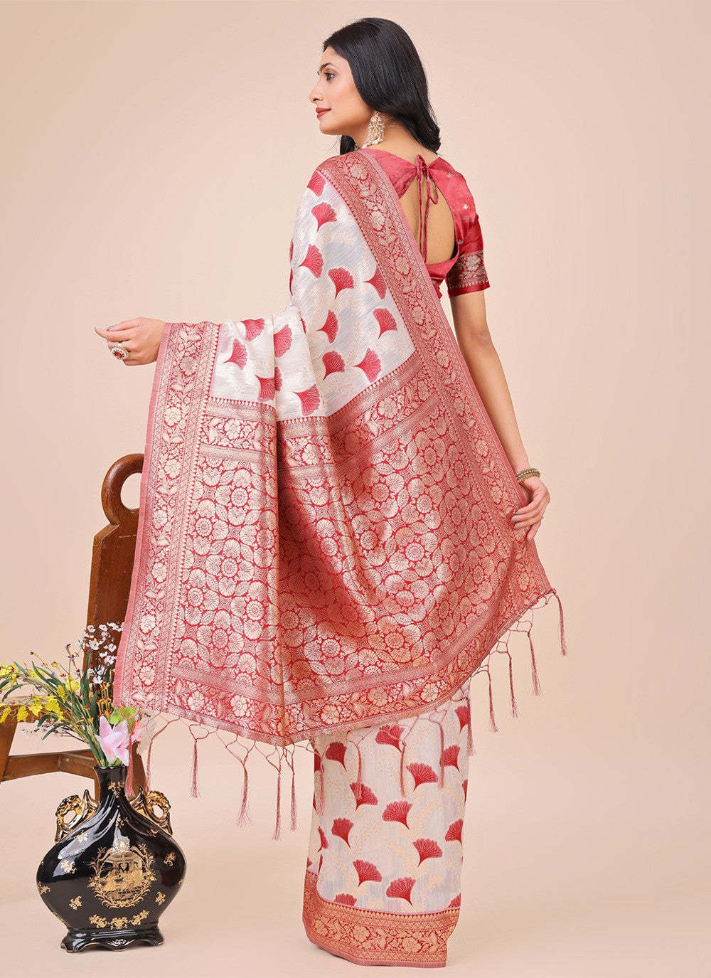 Woven Cotton Maroon Trendy Saree S15152
