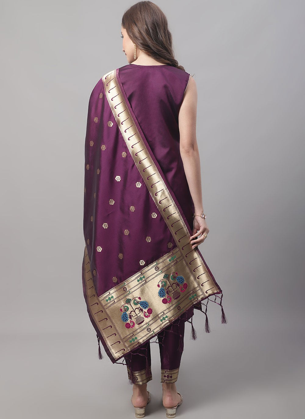 Pant Style Suit Jacquard Work Maroon T7569