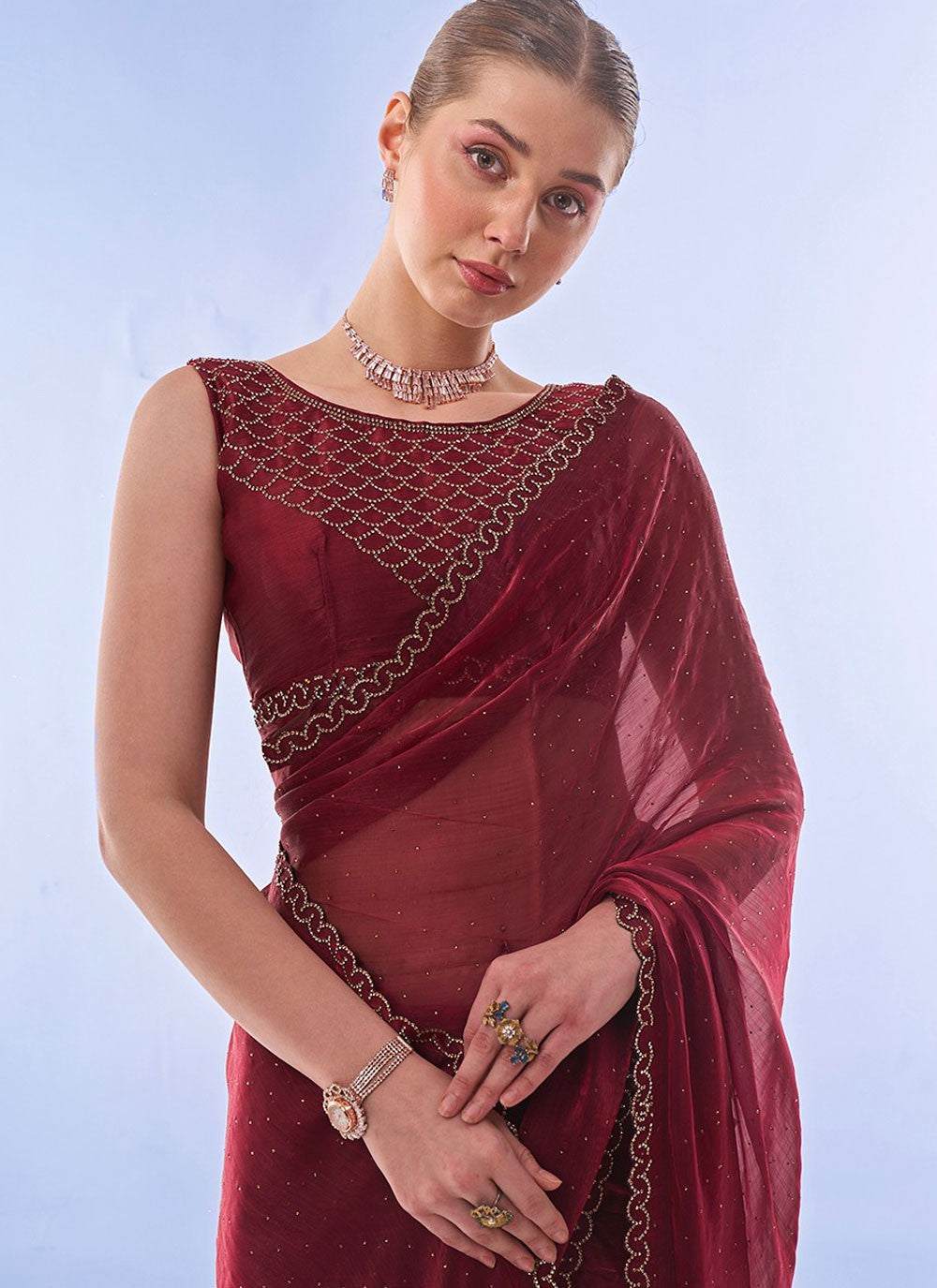 Classic Border Work Silk Saree - S8000