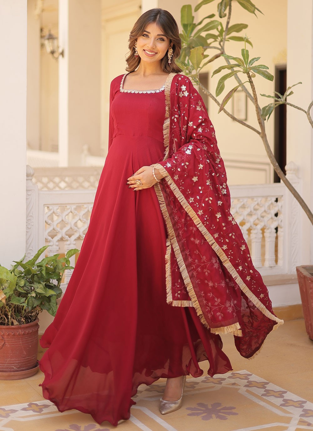 Vichitra Silk Gown - G1452