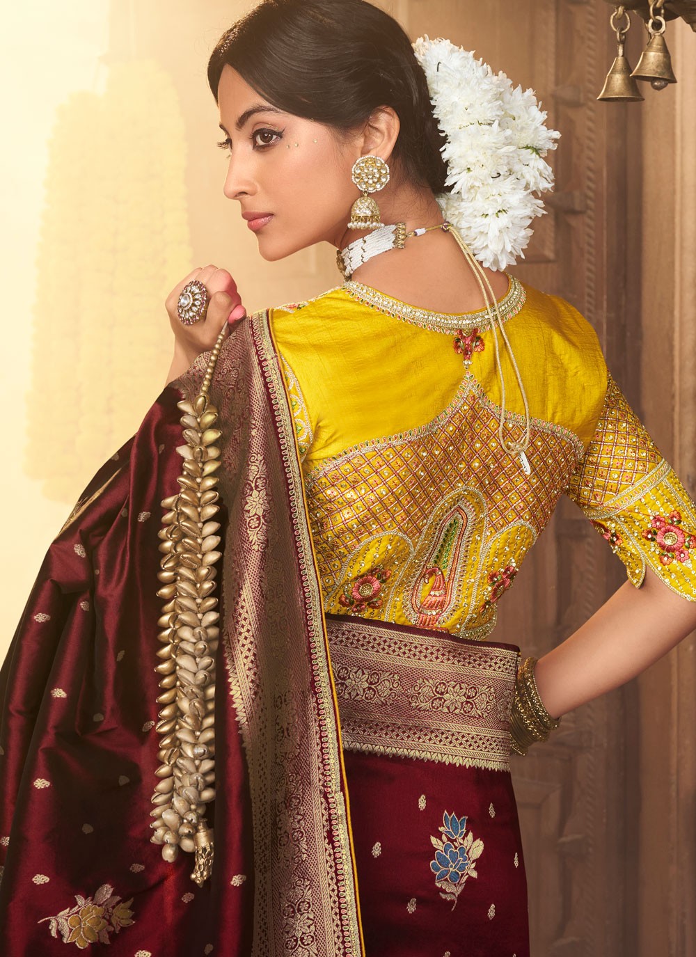 Maroon Pure Silk Contemporary Saree Weaving Zari S19869