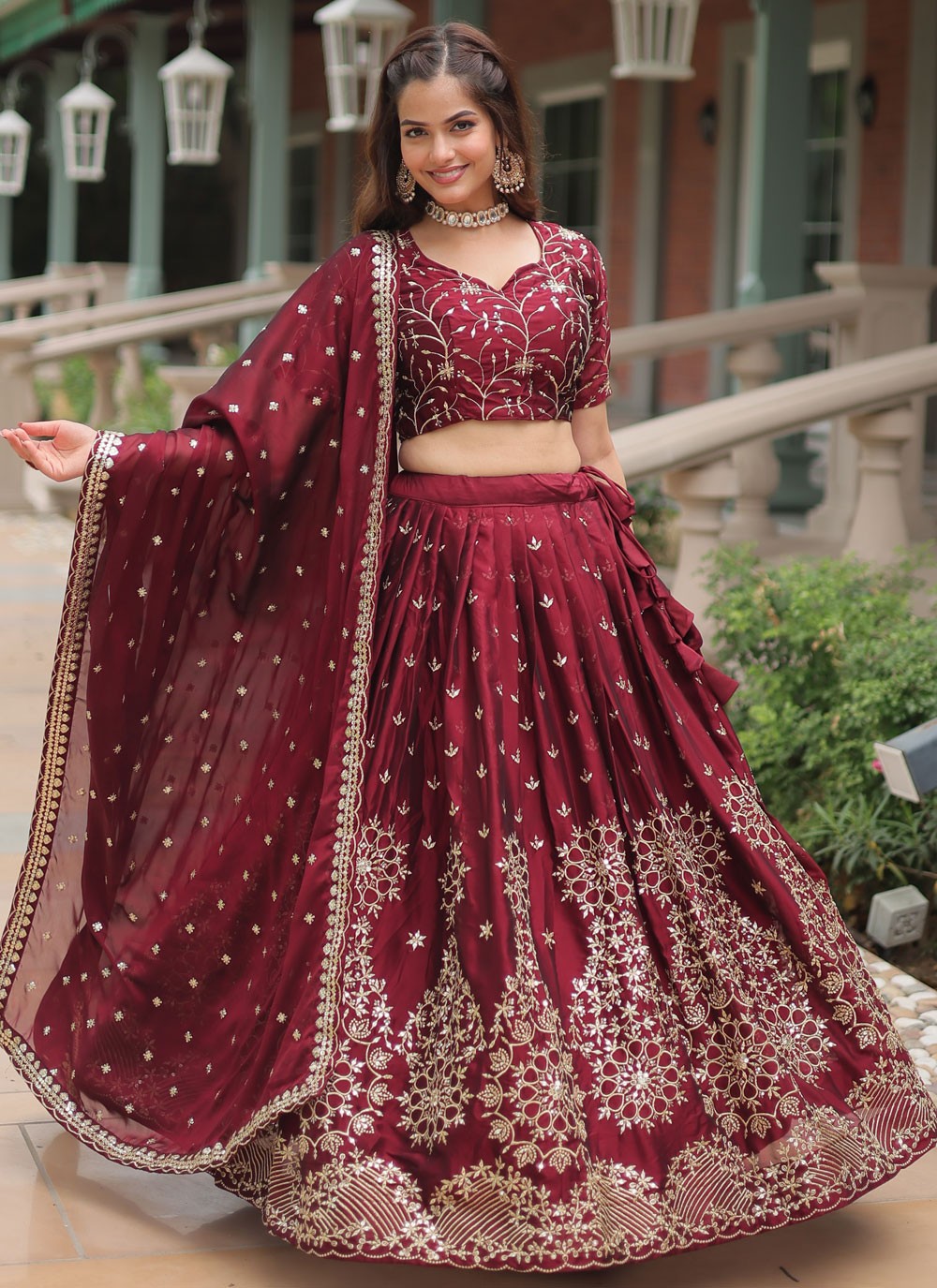 Embroidered Rangoli, Silk A - Line Lehenga - L2777