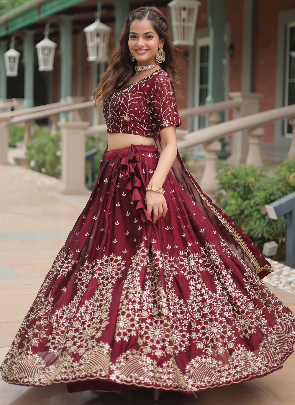 Embroidered Rangoli, Silk A - Line Lehenga - L2777