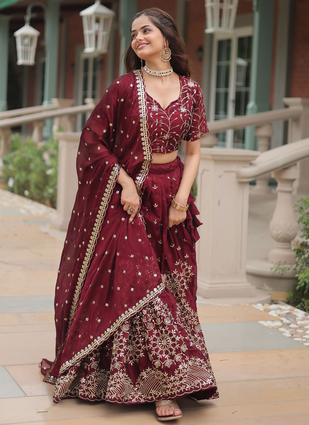 Embroidered Rangoli, Silk A - Line Lehenga - L2777