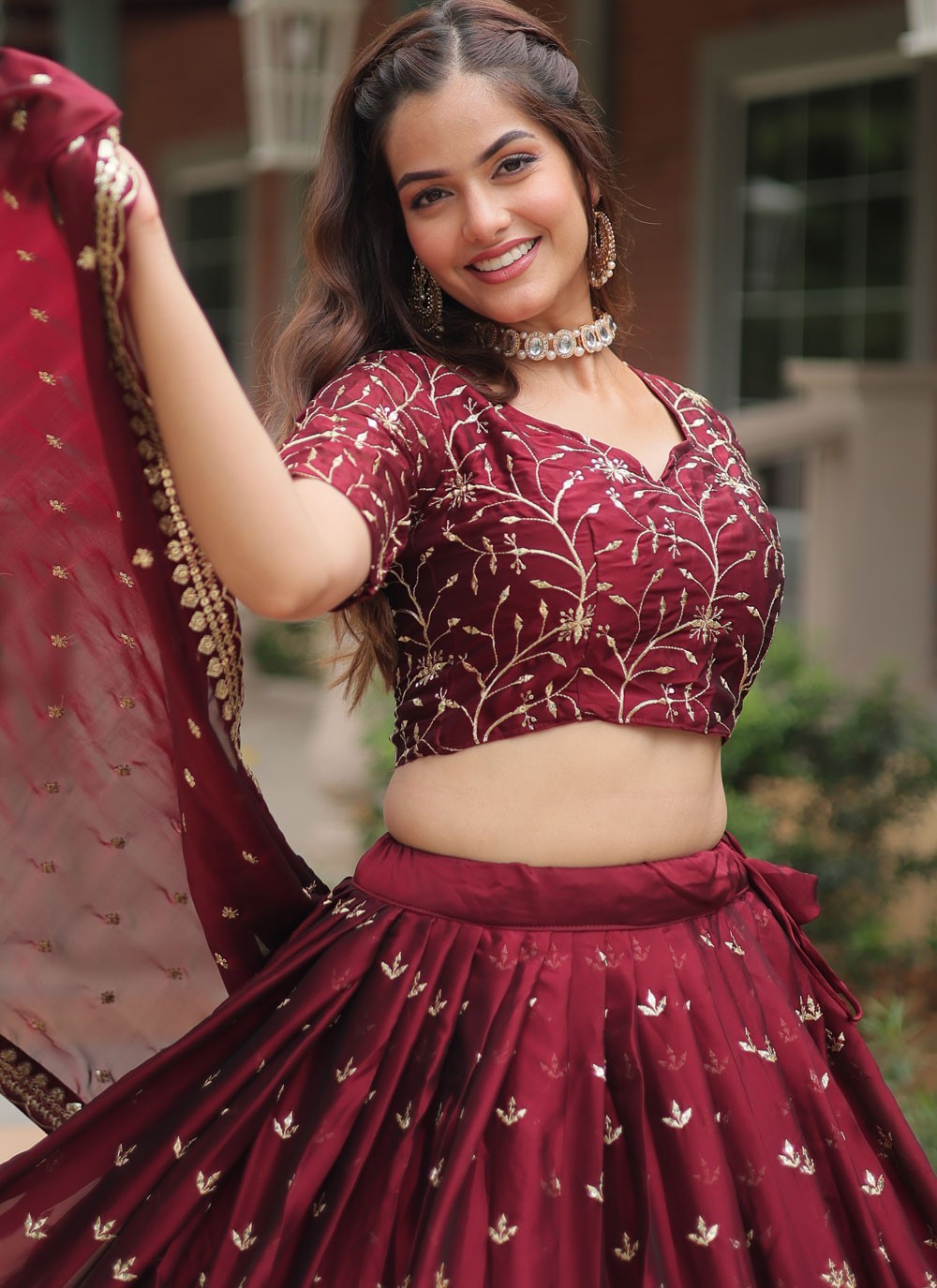 Embroidered Rangoli, Silk A - Line Lehenga - L2777