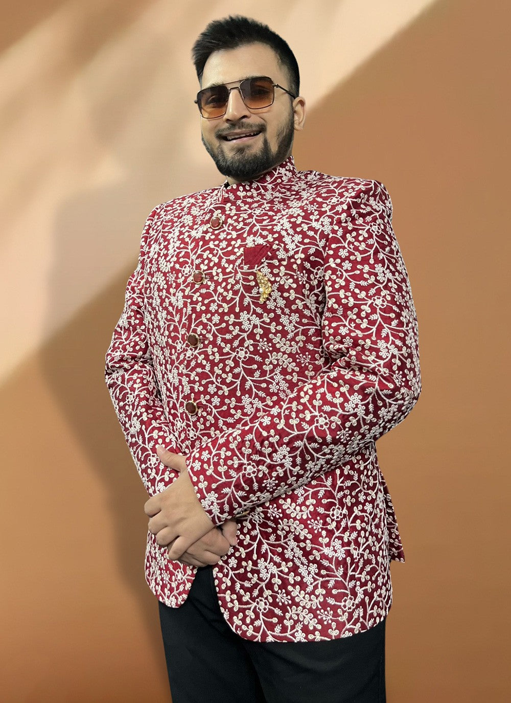 Resham Thread Work Silk Maroon Coats & Blazers - M5570