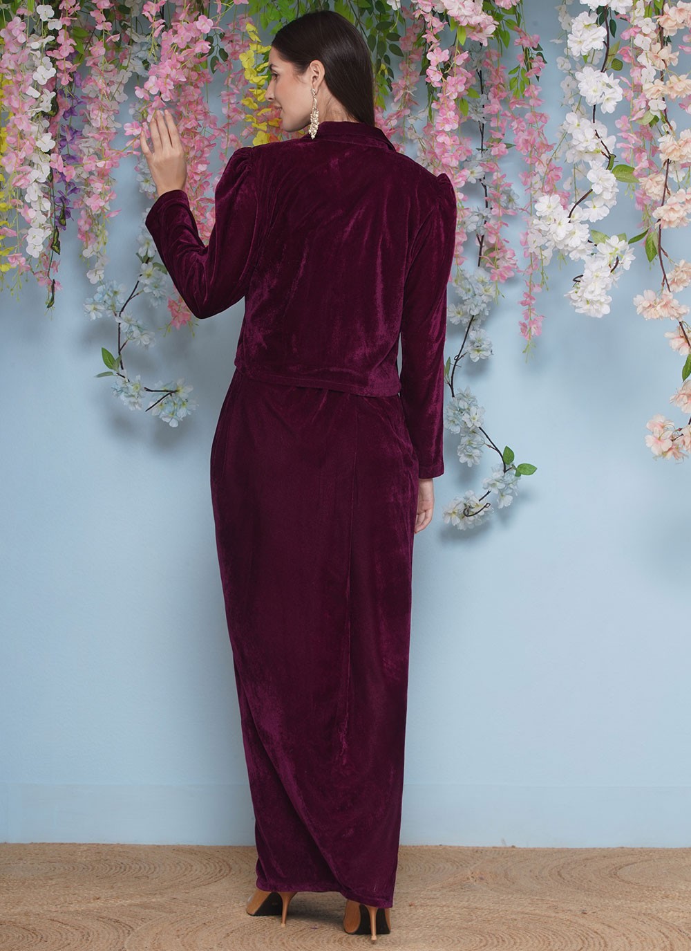 Embroidered Velvet Gown - G1850