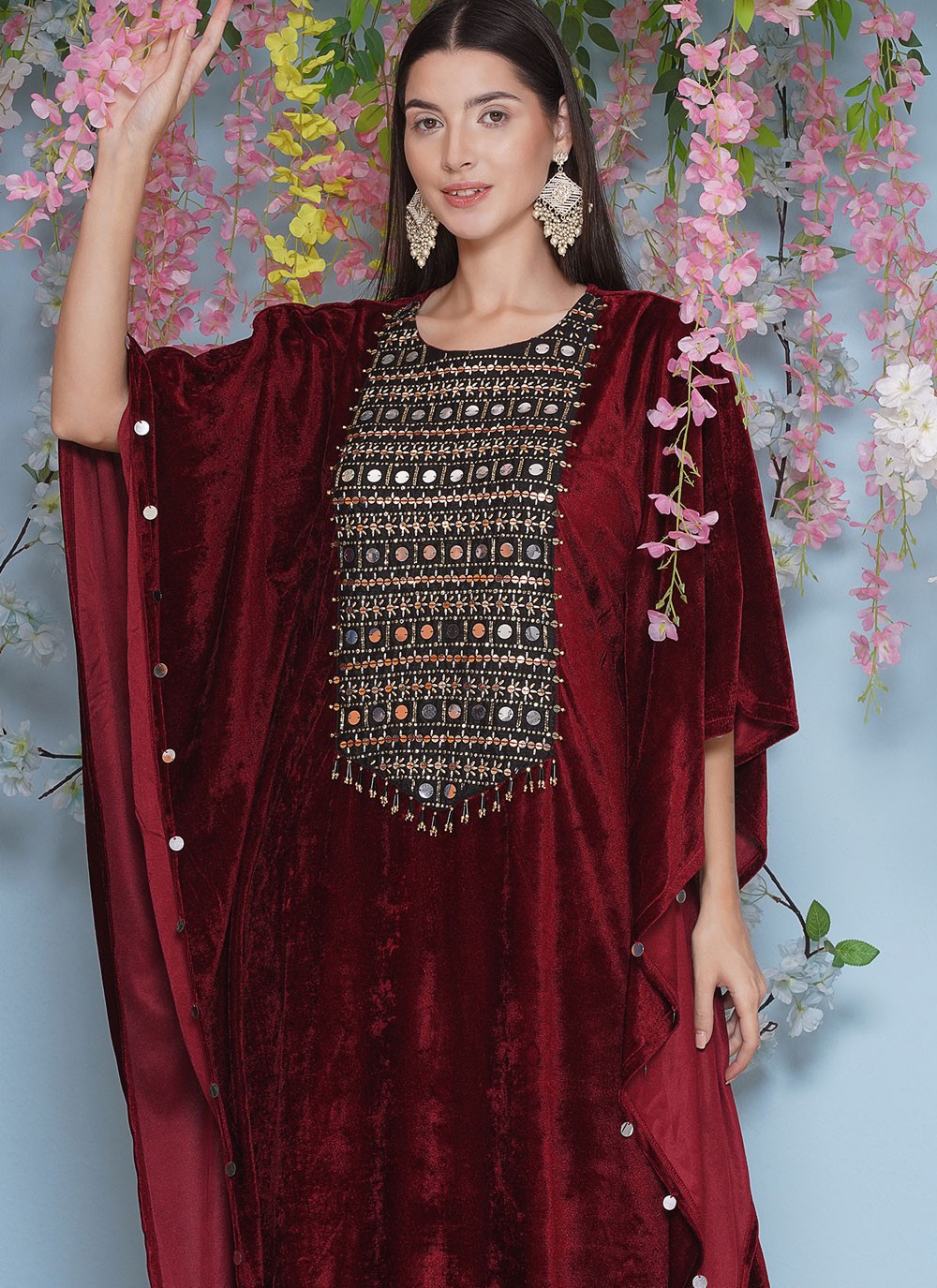 Embroidered Velvet Gown - G1850