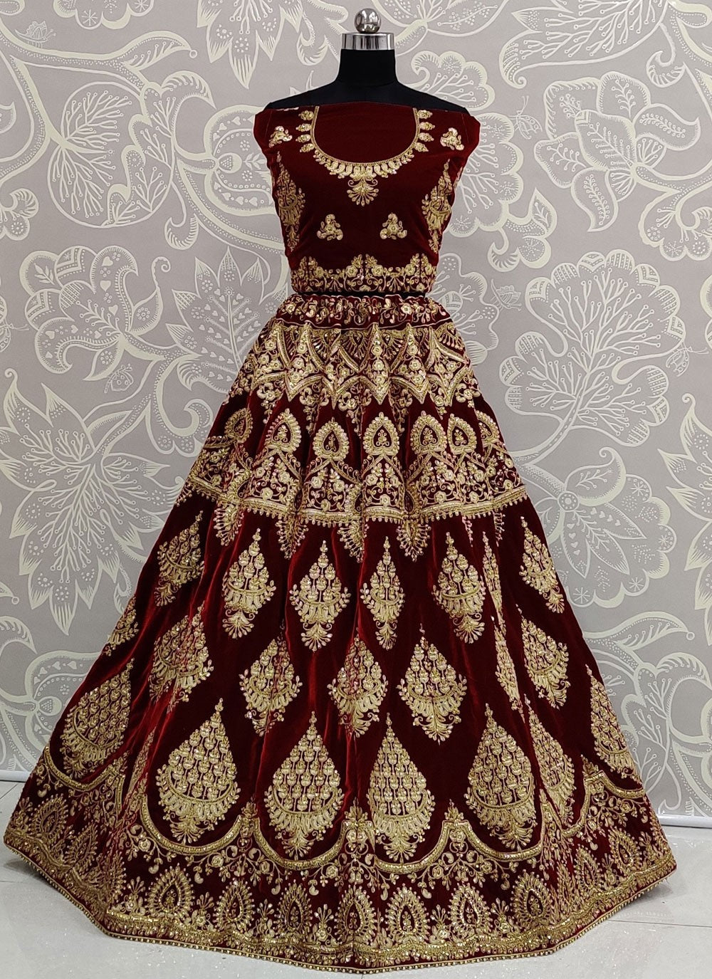 Velvet Wedding A - Line Lehenga L3606