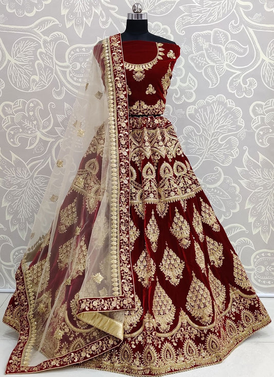 Velvet Wedding A - Line Lehenga L3606