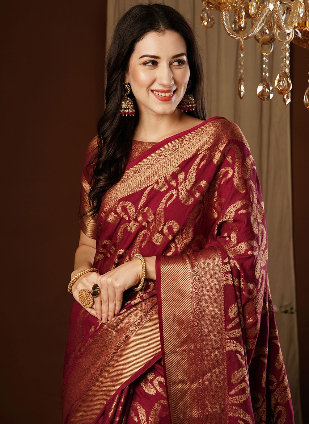 Contemporary Weaving Zari Viscose Saree - S8235