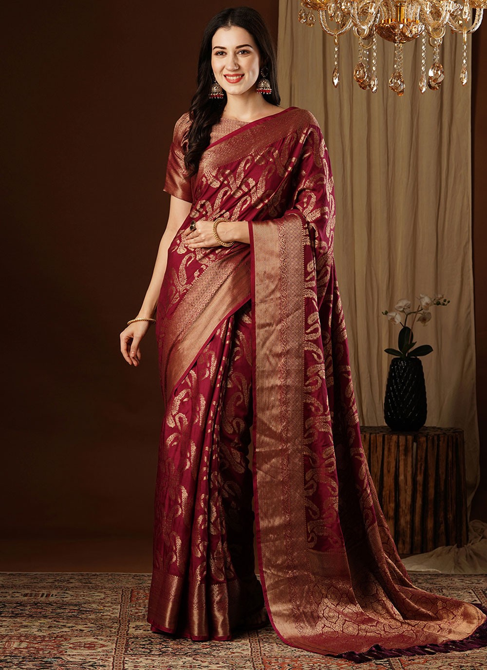Contemporary Weaving Zari Viscose Saree - S8235