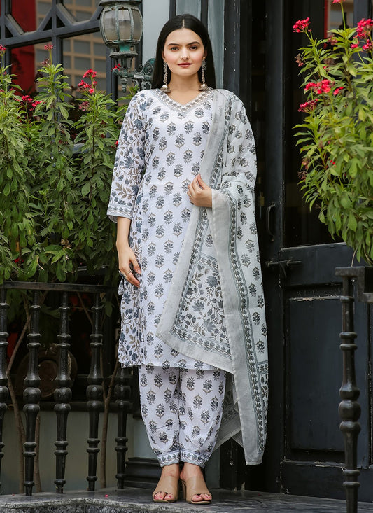 Salwar Suit Lace Grey Muslin T5042