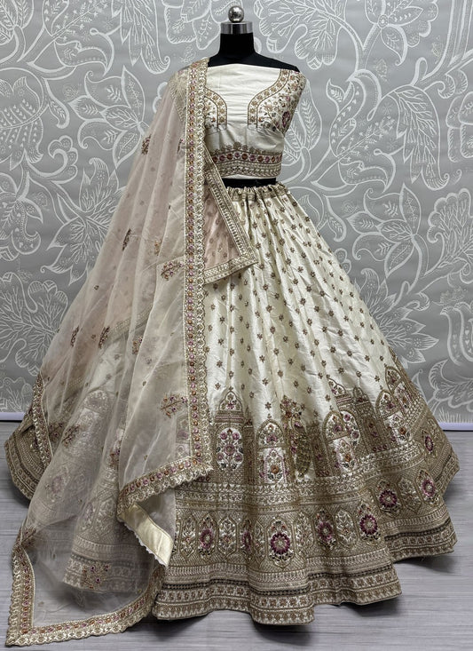 Matka Silk Mehandi & Sangeet, Reception, Wedding A - Line Lehenga L3631