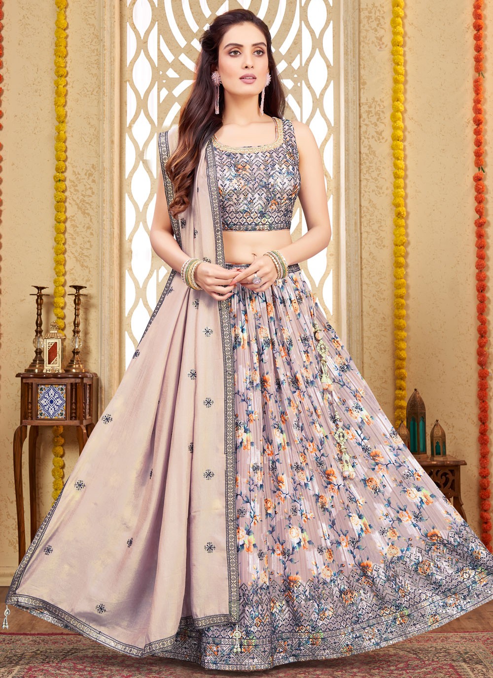 Embroidered Silk Readymade Lehenga Choli - L2660