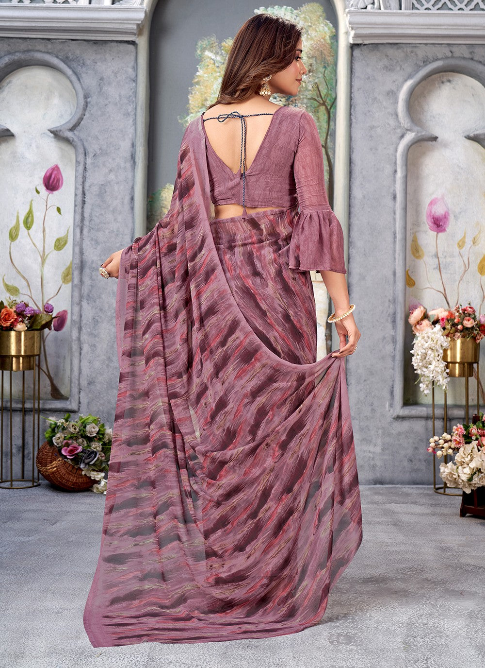 Trendy Printed Georgette Saree - S5130