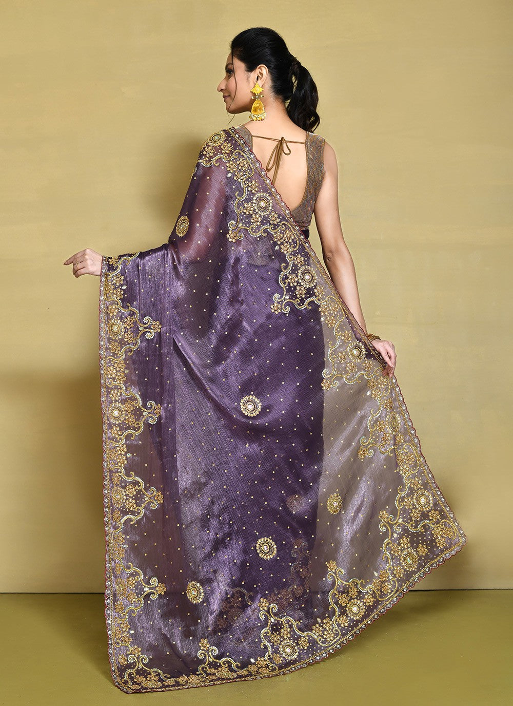 Traditional Hand Embroidery Jimmy Chu Saree - S9244
