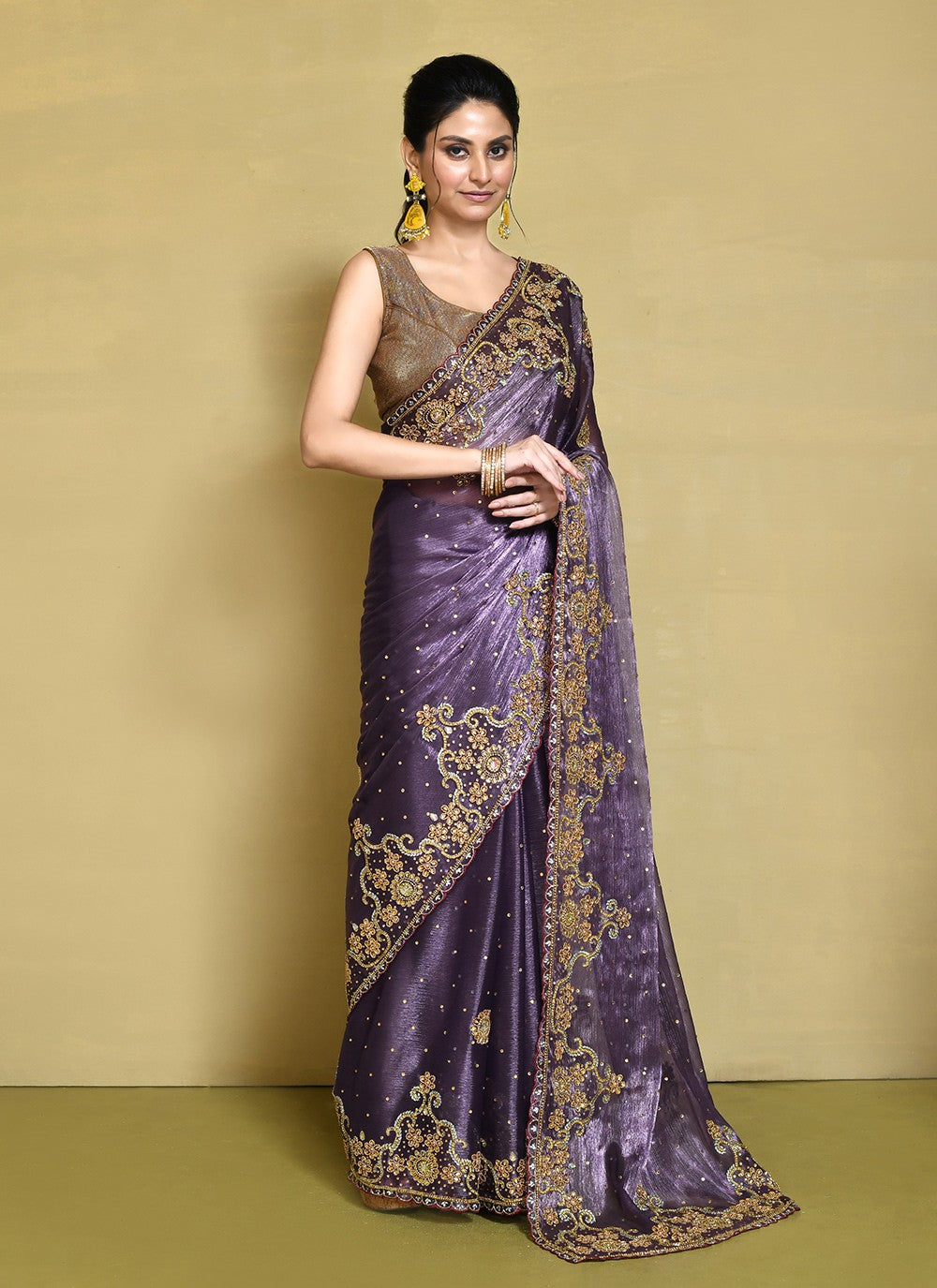 Traditional Hand Embroidery Jimmy Chu Saree - S9244