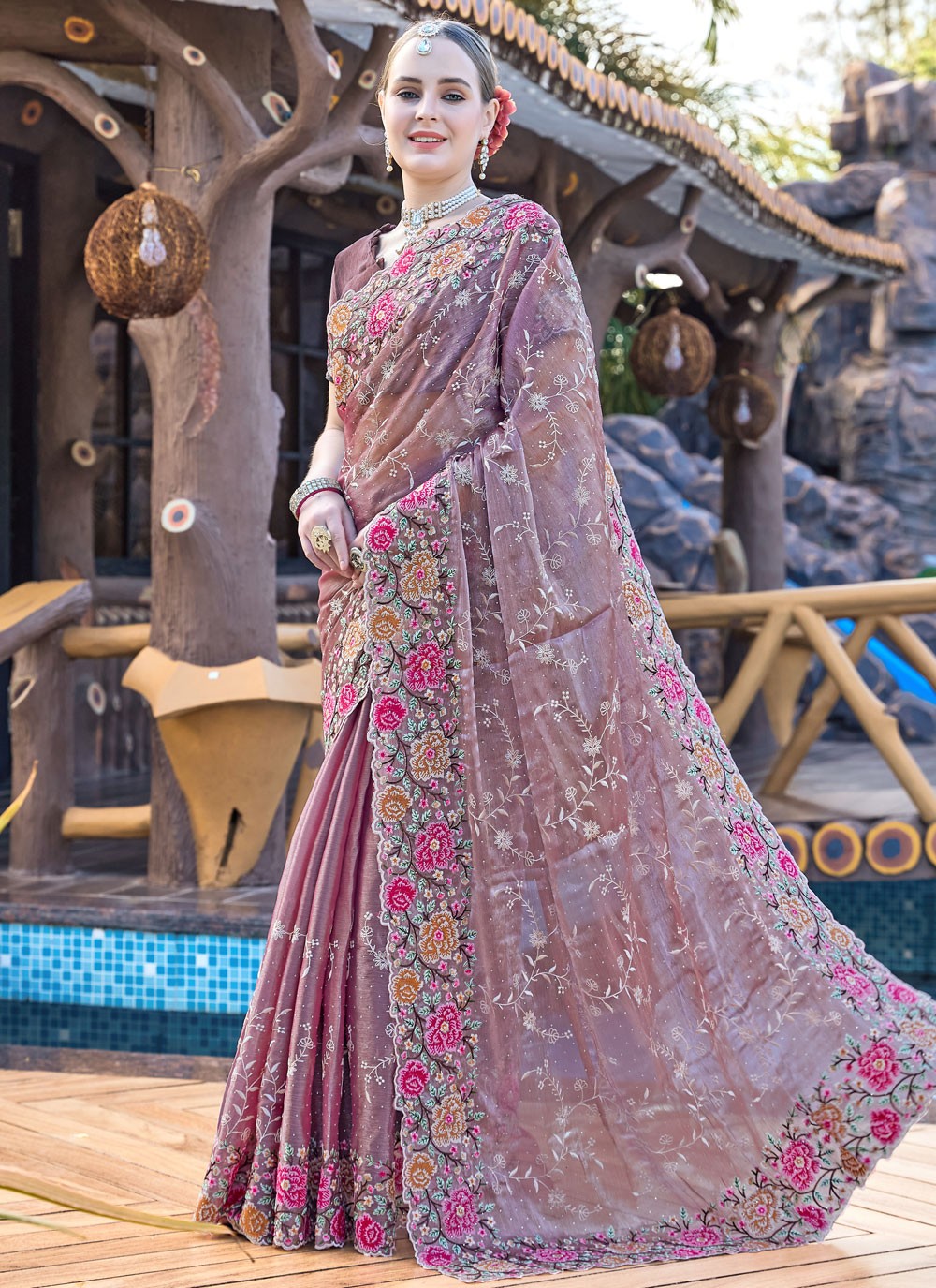 Classic Embroidered Jimmy Chu Saree - S9427