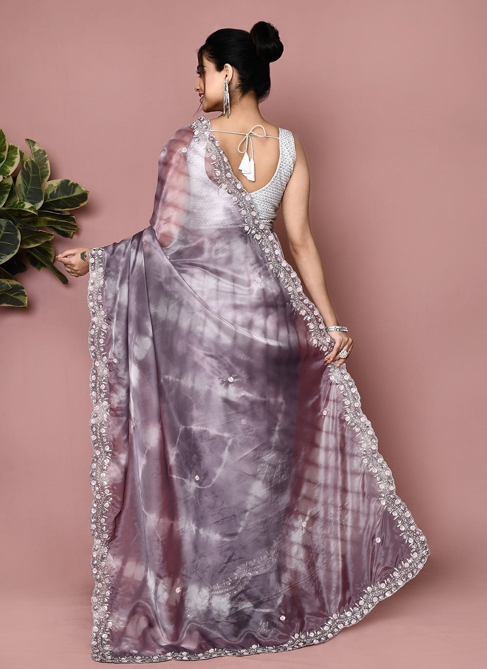 Classic Hand Embroidery Georgette Saree - S9372