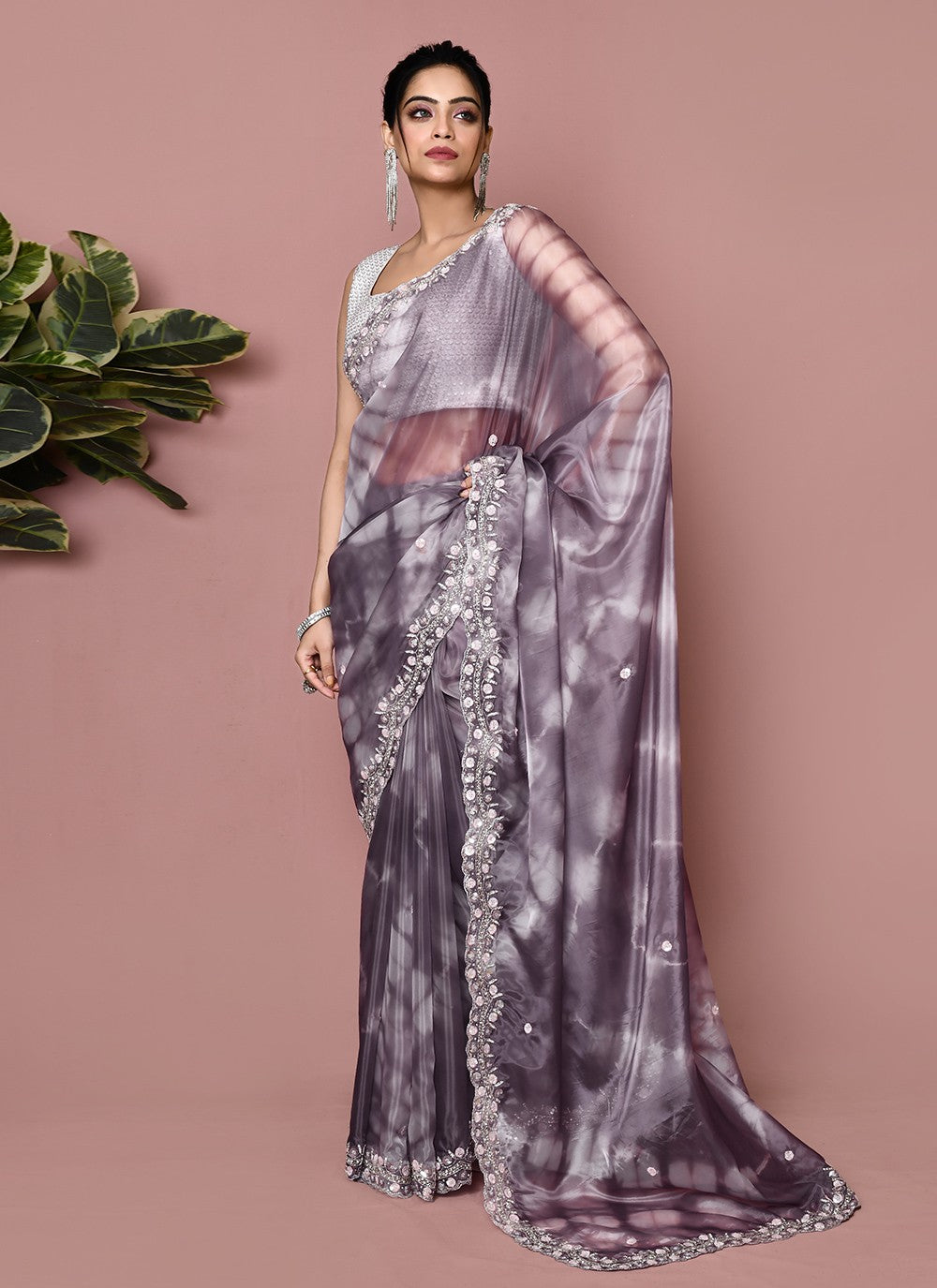 Classic Hand Embroidery Georgette Saree - S9372