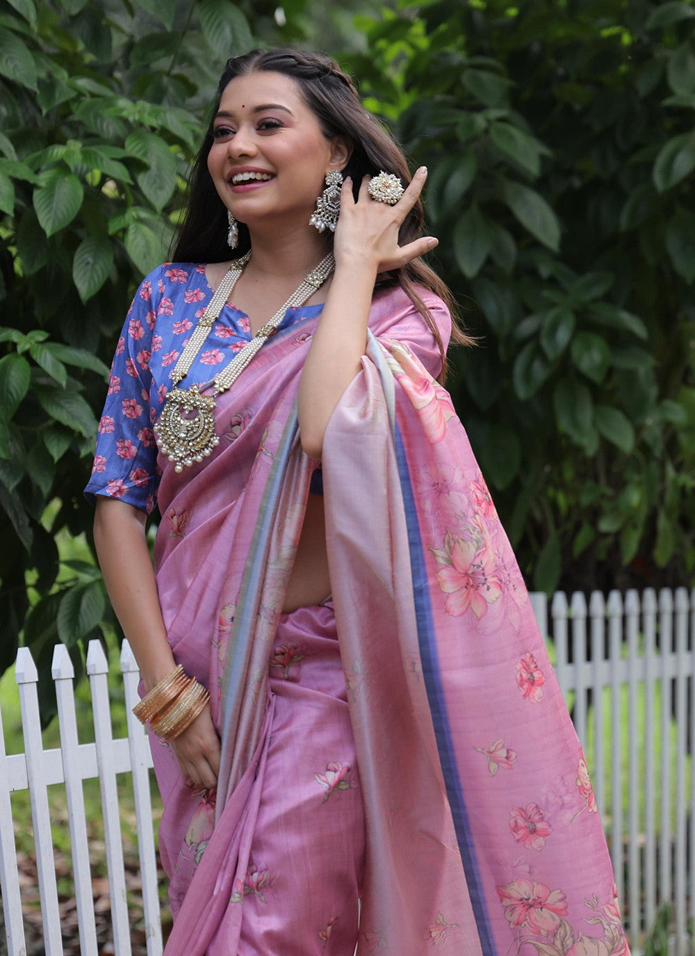 Classic Printed Tussar Silk Saree - S8572