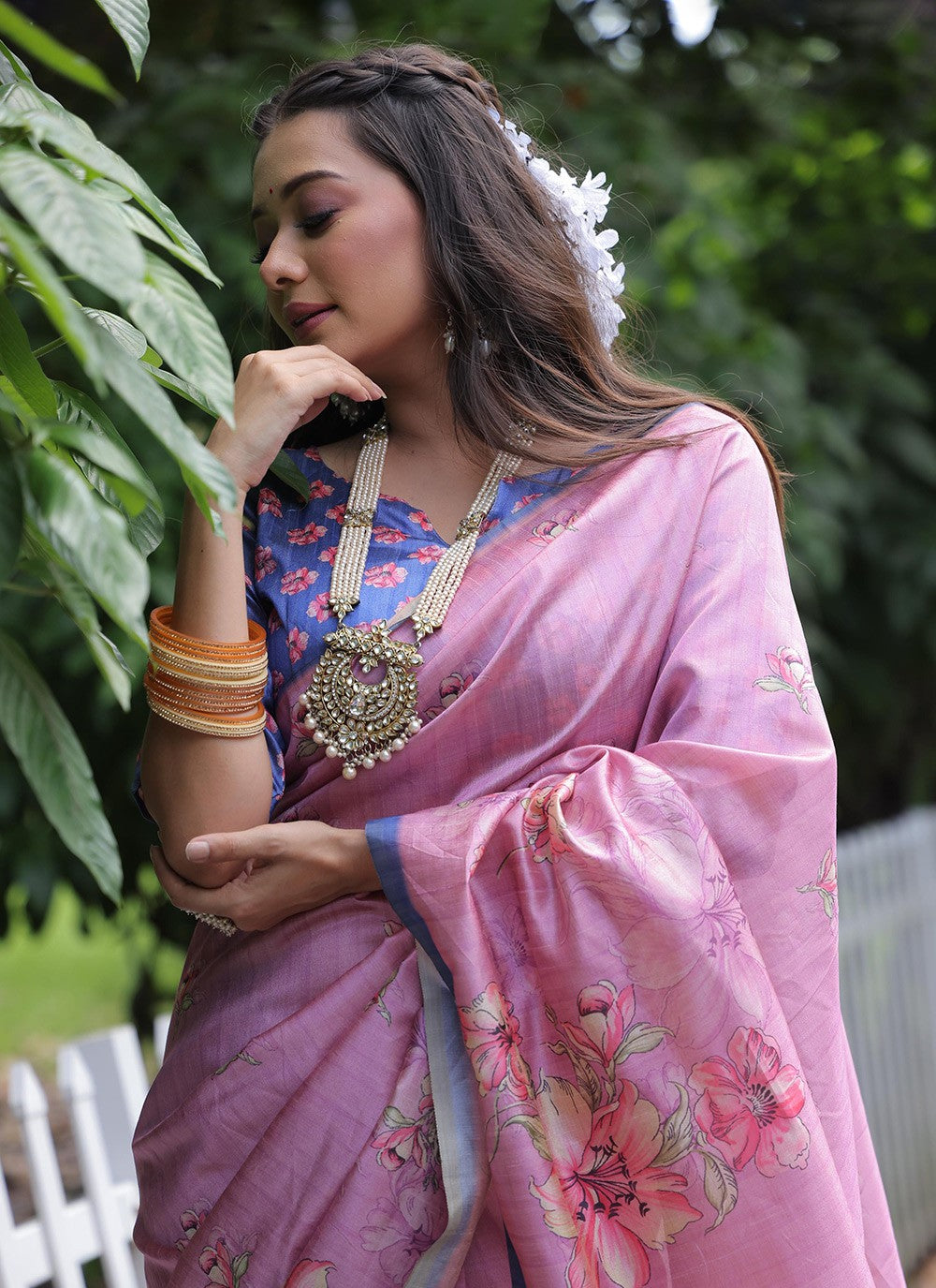 Classic Printed Tussar Silk Saree - S8572