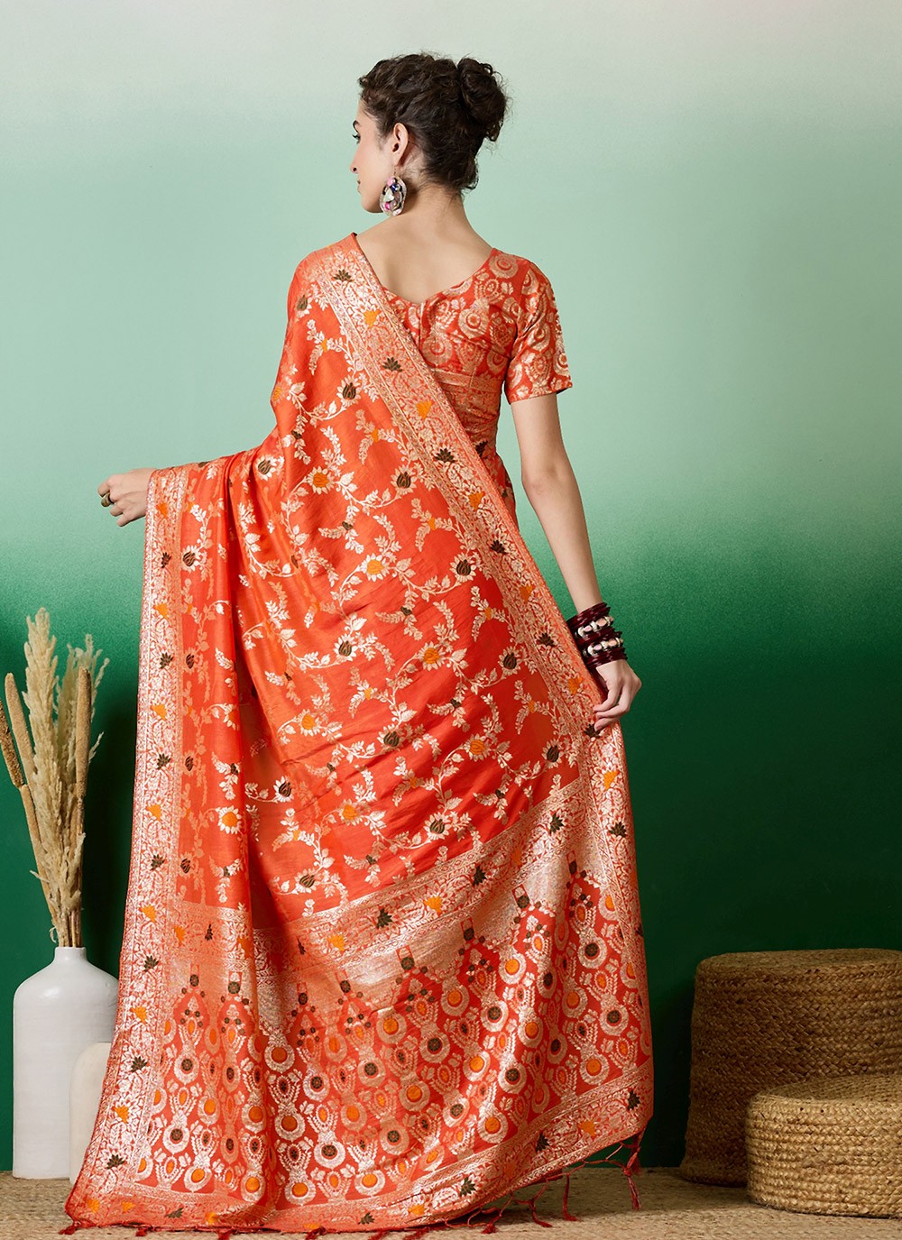 Trendy Meenakari Cotton Saree - S7074