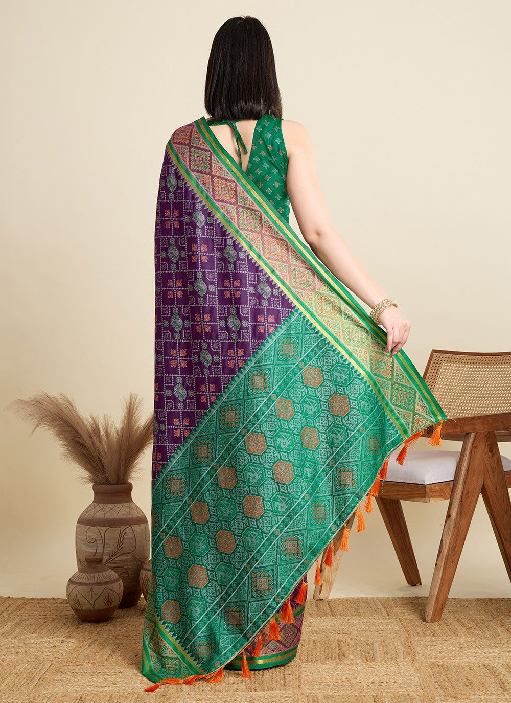 Purple Patola Silk Classic Saree Meenakari S15943