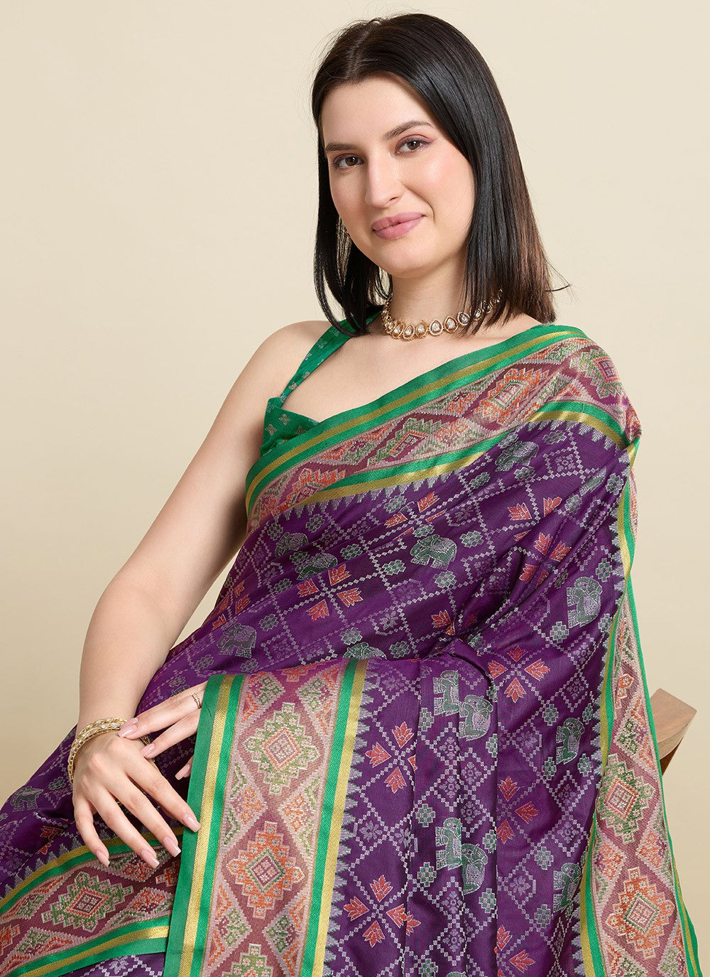 Purple Patola Silk Classic Saree Meenakari S15943