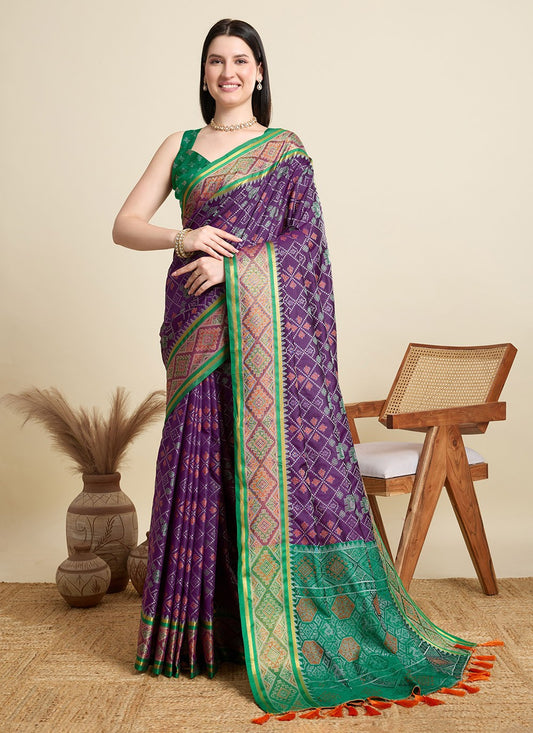 Purple Patola Silk Classic Saree Meenakari S15943