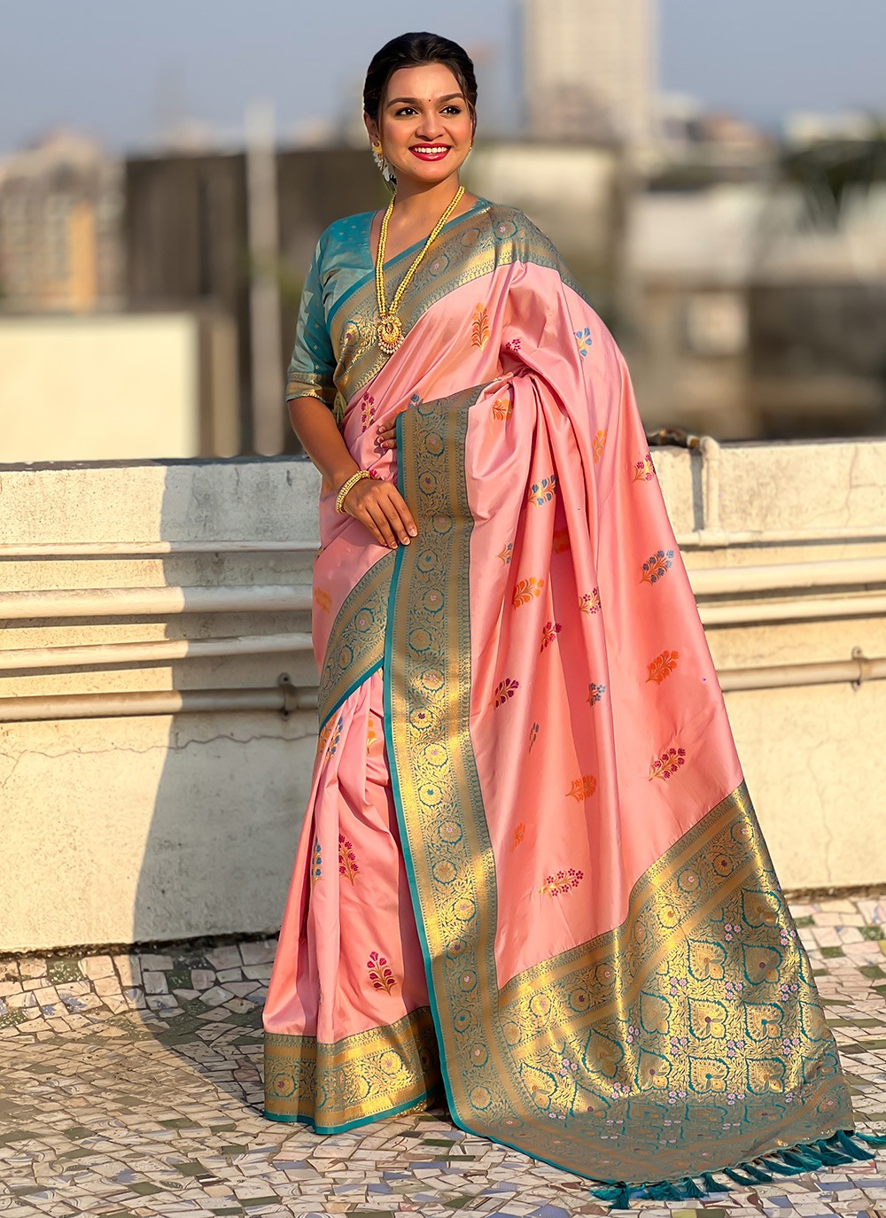 Meenakari Silk Pink Contemporary Saree S15299