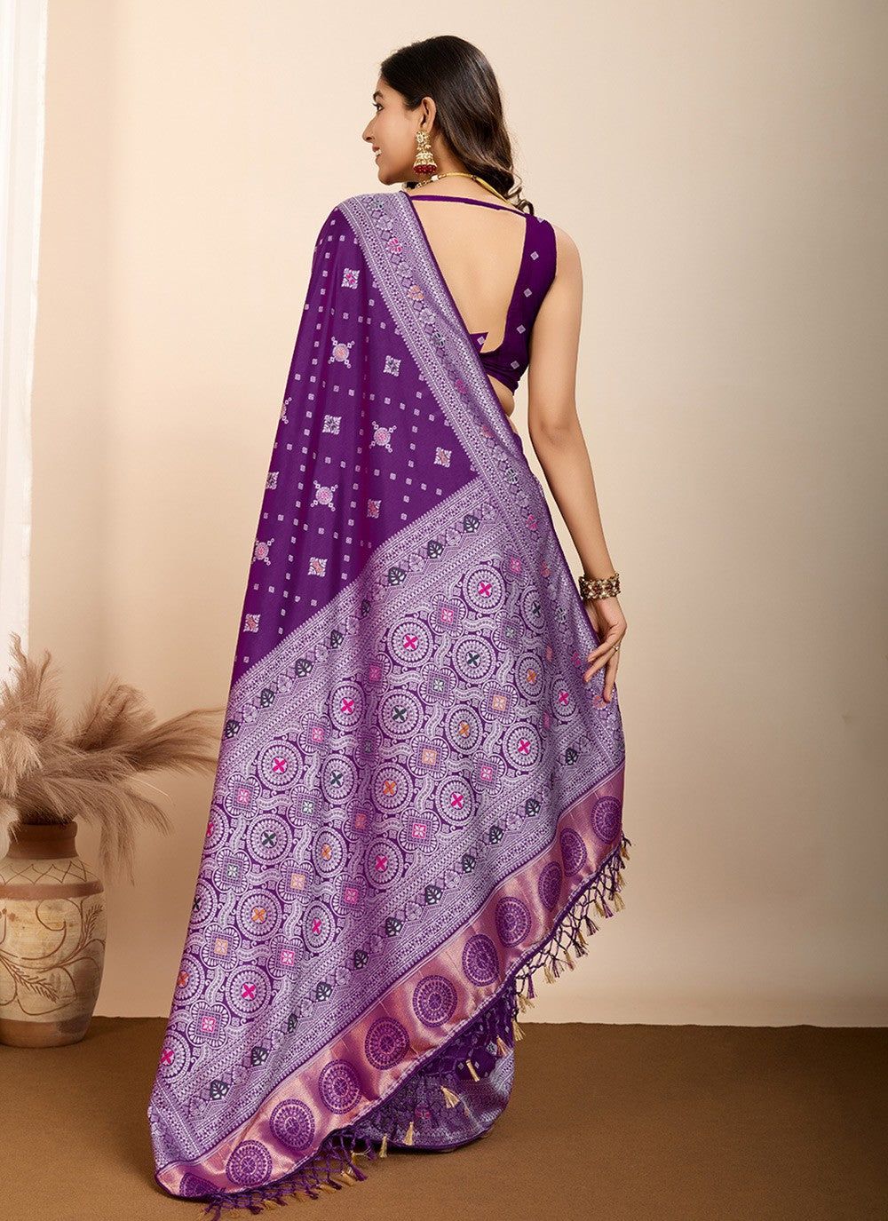 Classic Saree Meenakari Purple Silk Saree S13584