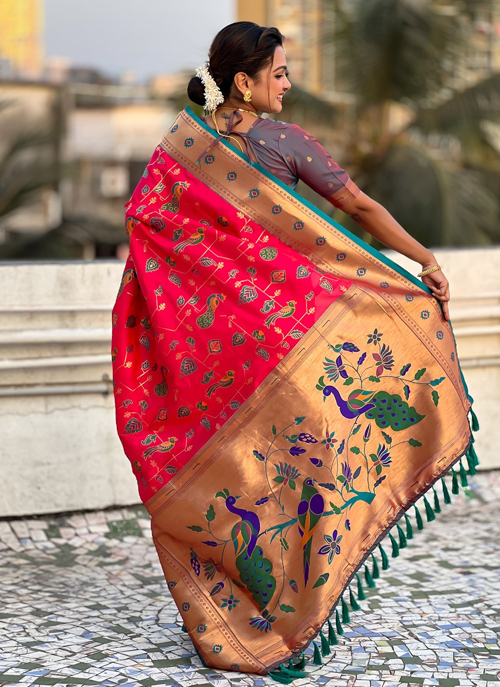 Meenakari Silk Pink Saree S14761