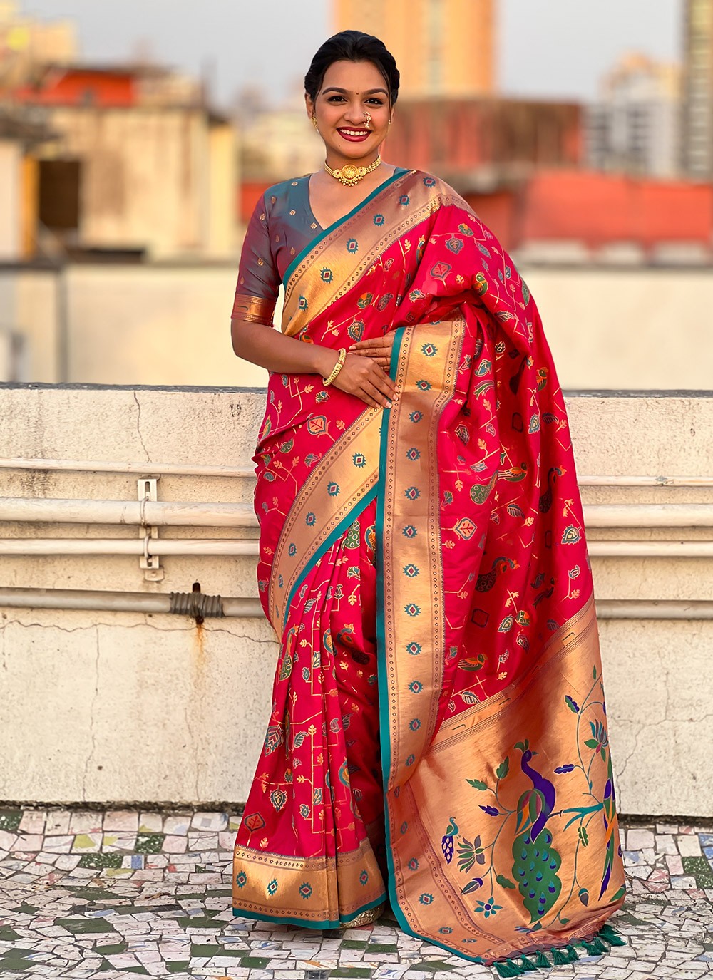 Meenakari Silk Pink Saree S14761