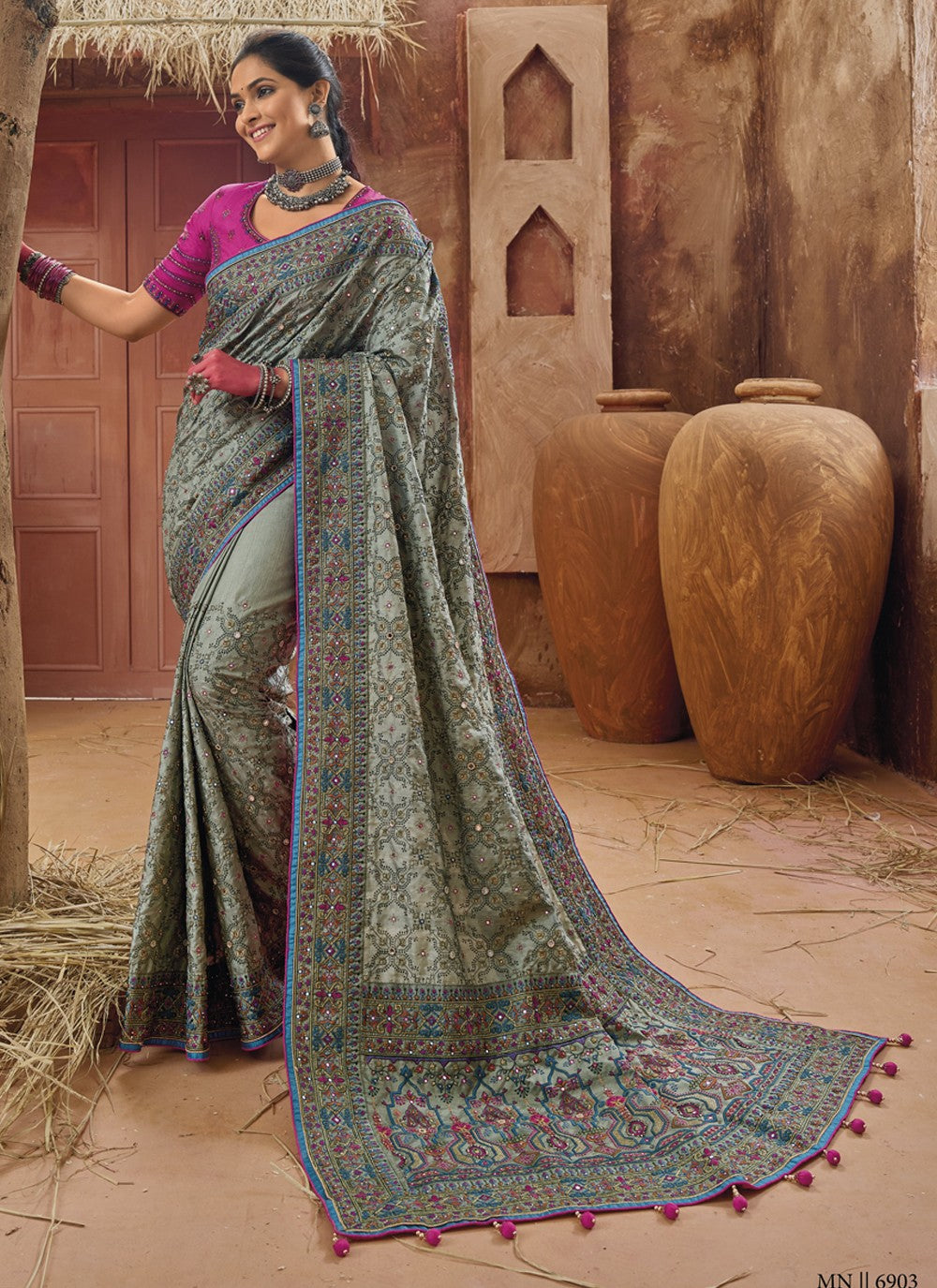 Classic Diamond Banarasi Silk Saree - S3758