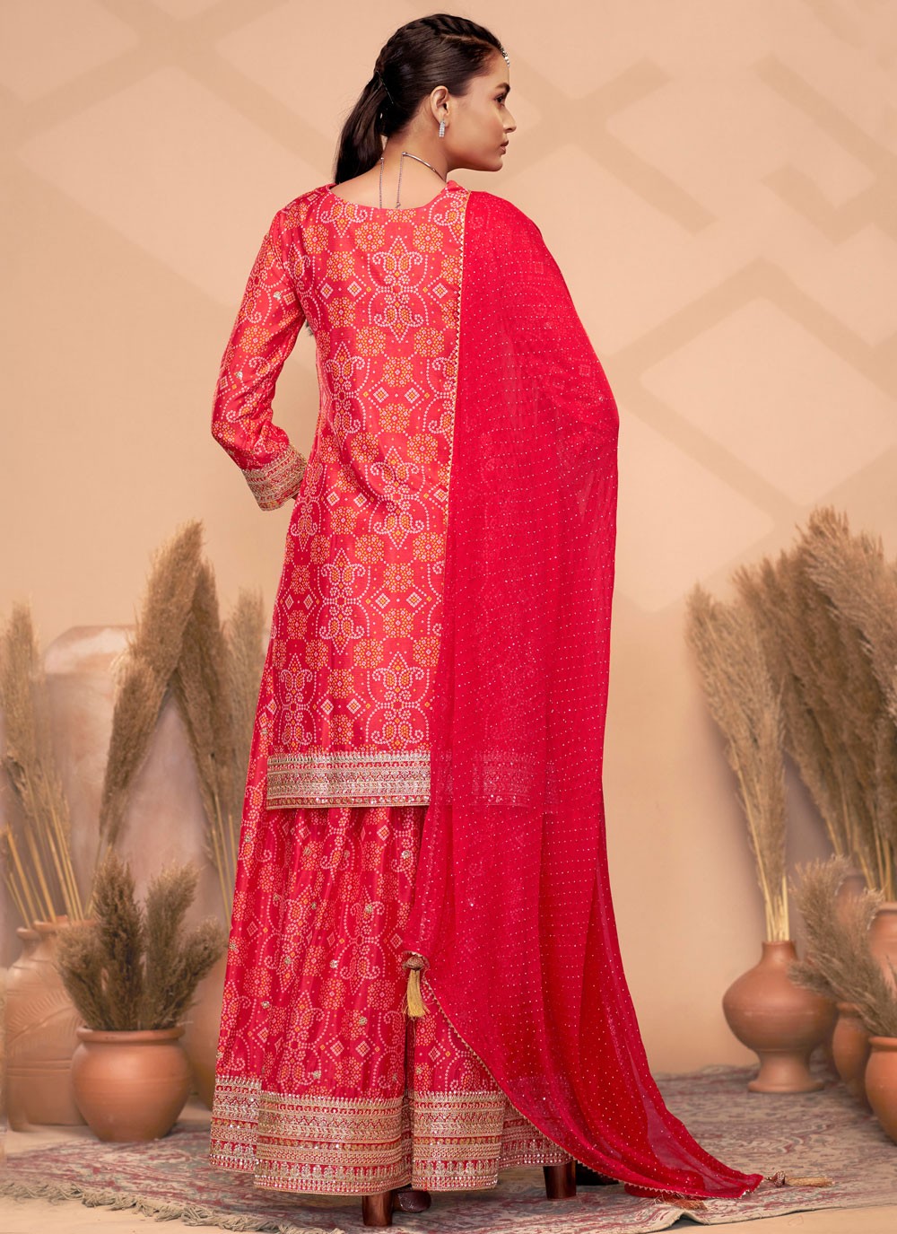 Digital Print Chinon Hot Pink Salwar Suit T5973