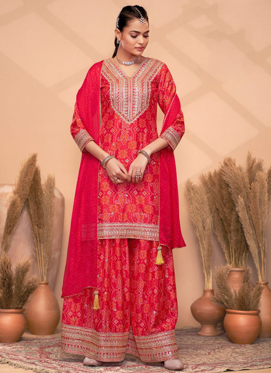Digital Print Chinon Hot Pink Salwar Suit T5973