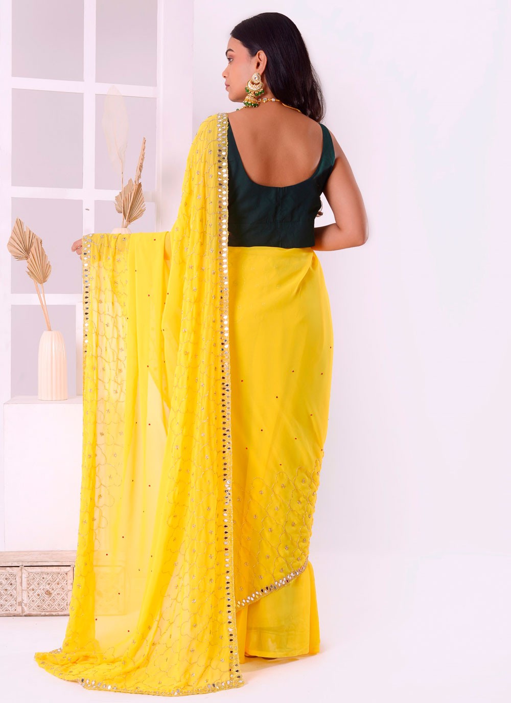 Classic Border Work Georgette Saree - S7887