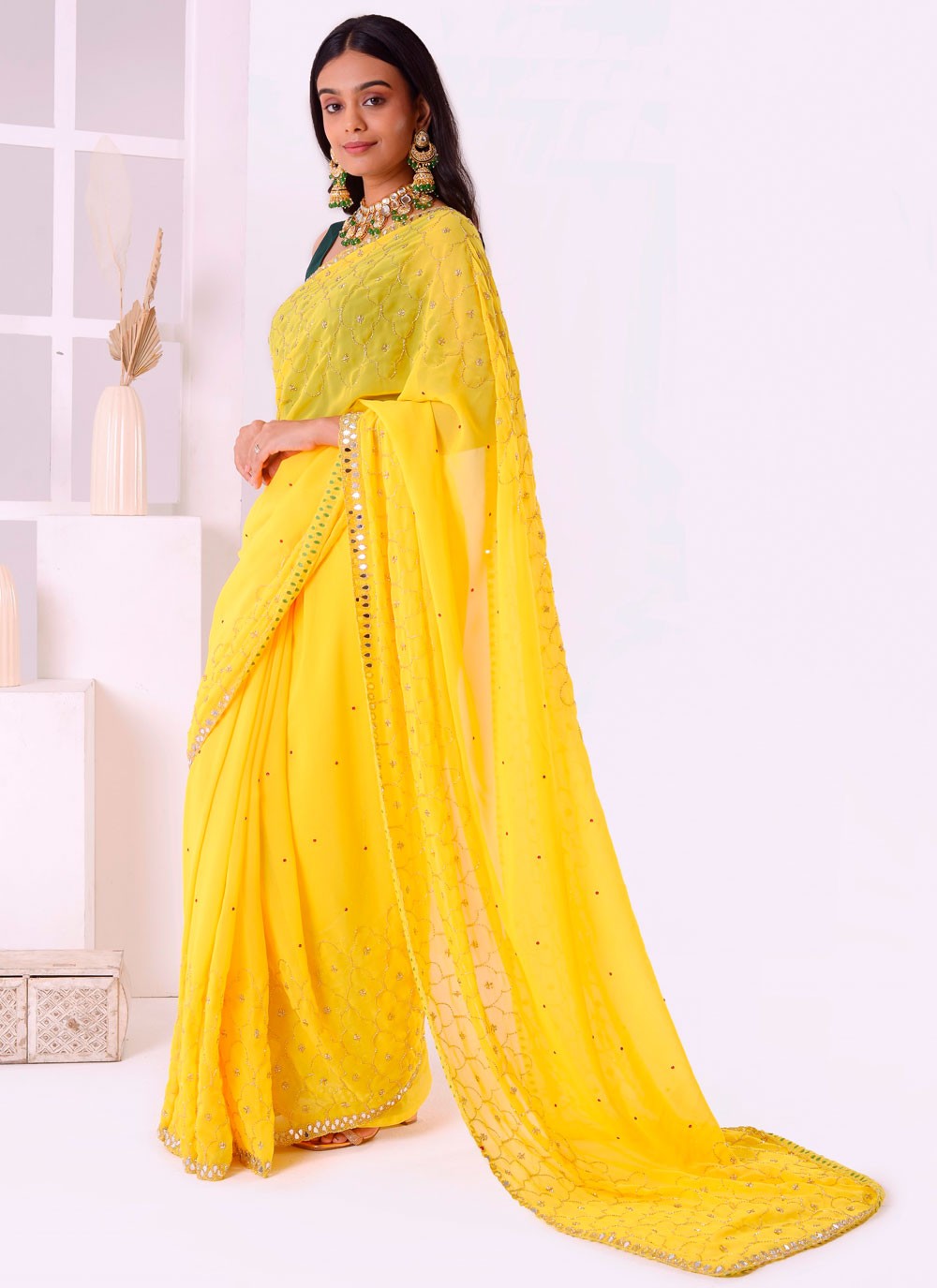 Classic Border Work Georgette Saree - S7887