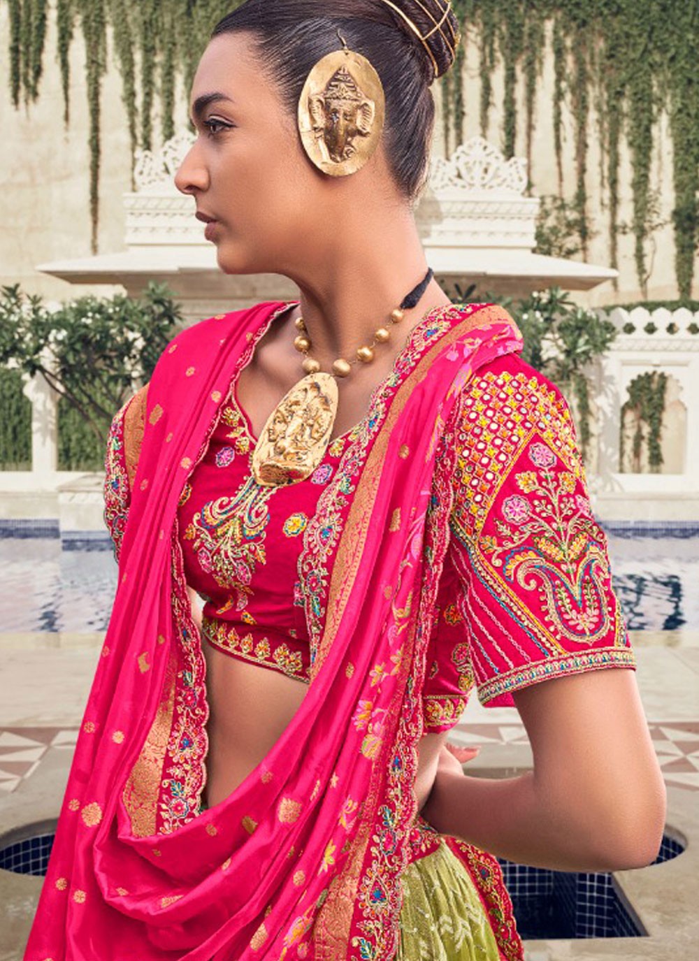 Chikankari Work Organza, Tissue A - Line Lehenga - L2696