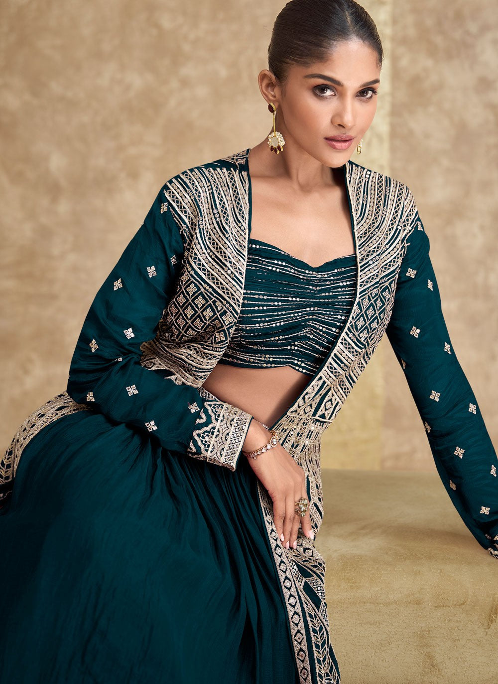 Plain Chinon, Silk Readymade Lehenga Choli - L2891