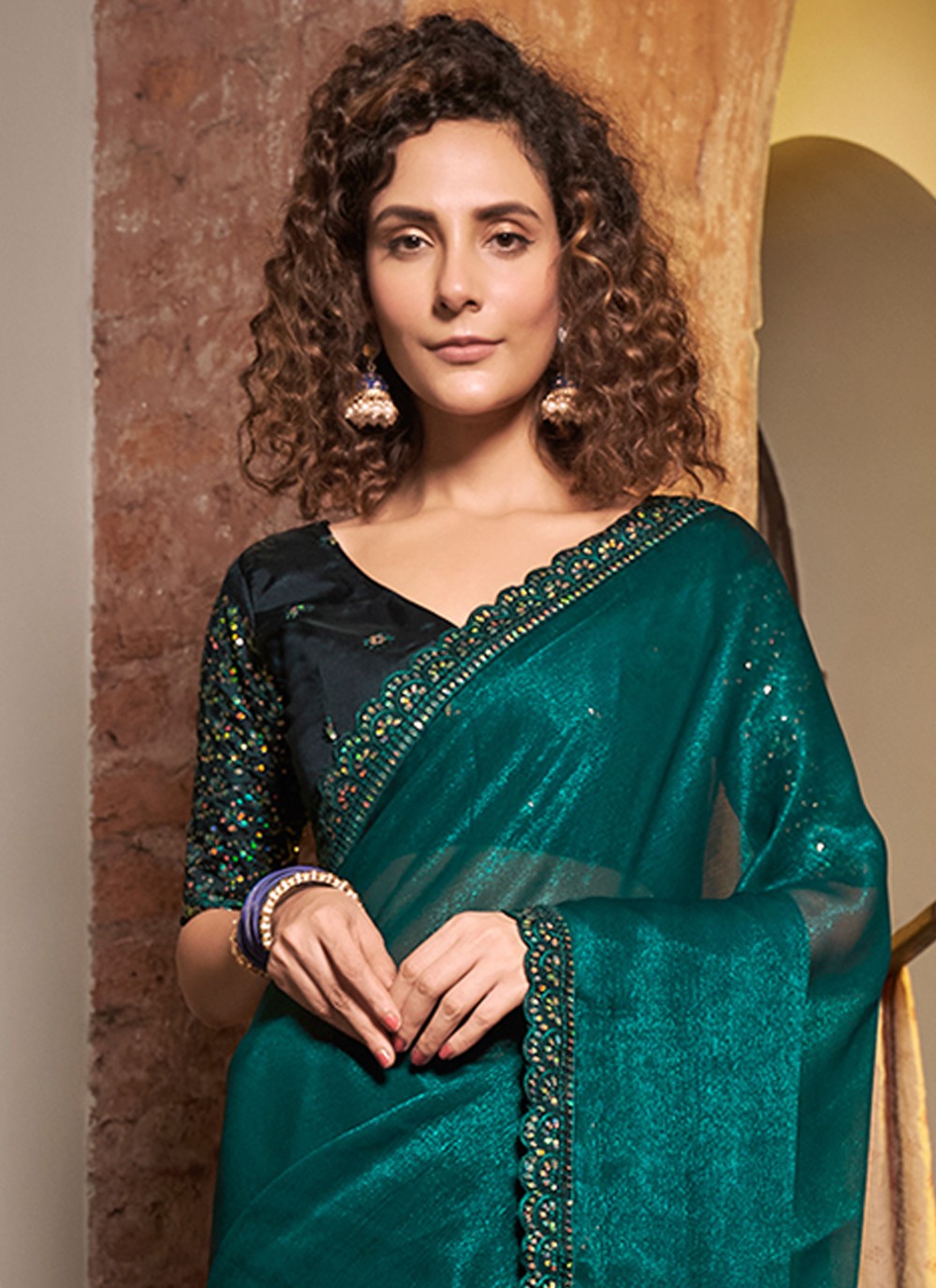 Trendy Embroidered Chiffon Saree - S3425