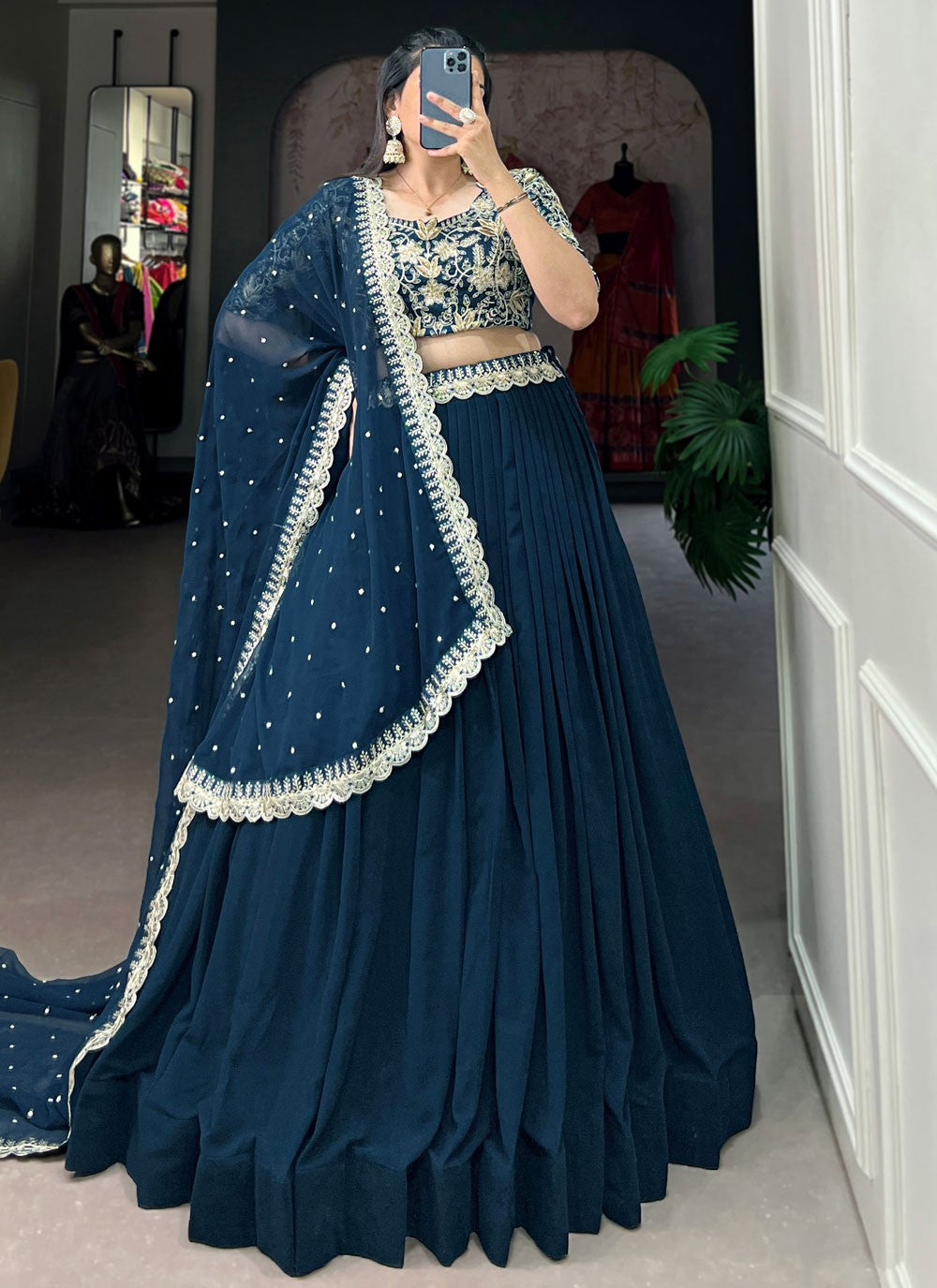 Plain Georgette Readymade Lehenga Choli - L2061