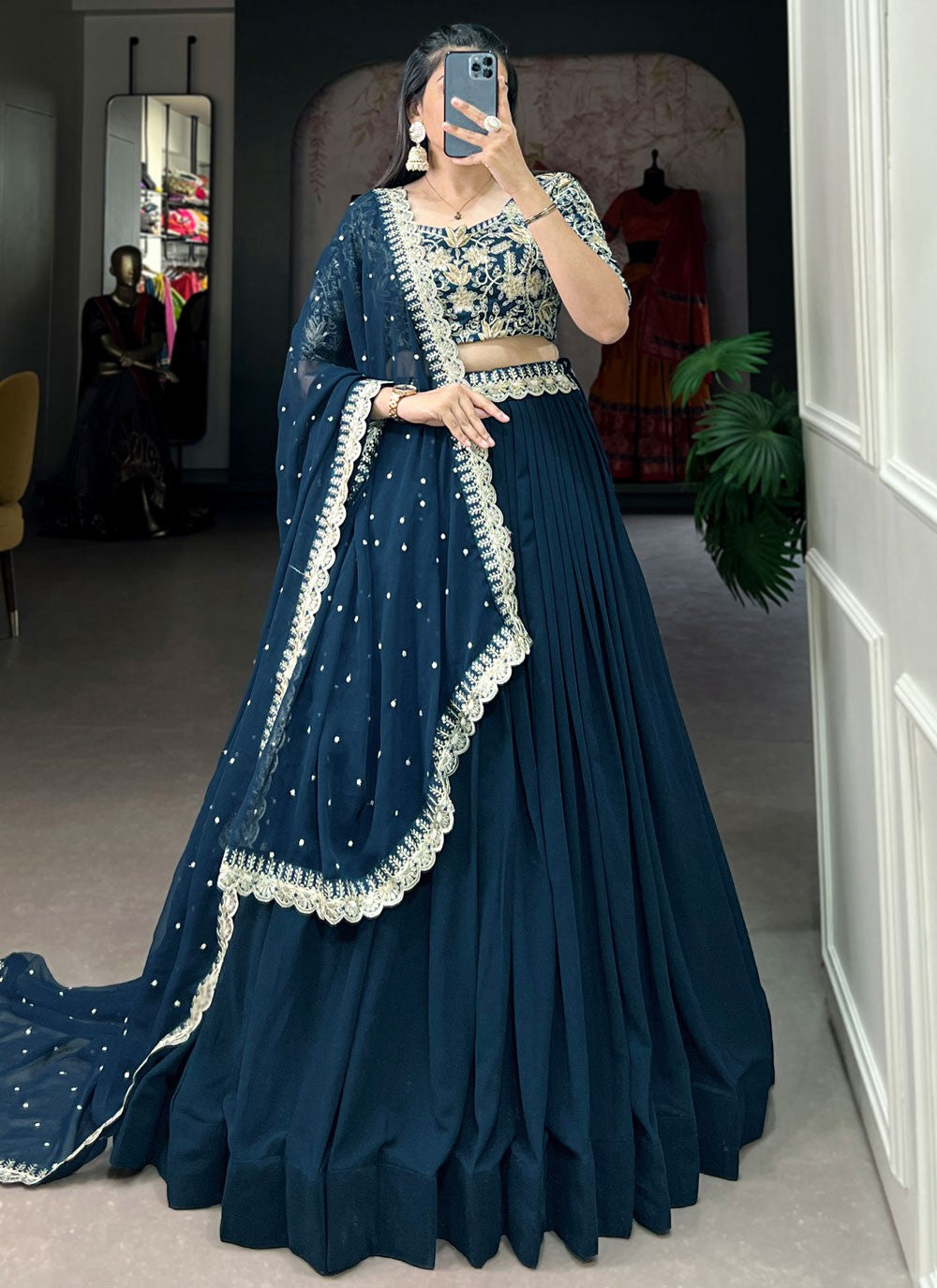Plain Georgette Readymade Lehenga Choli - L2061