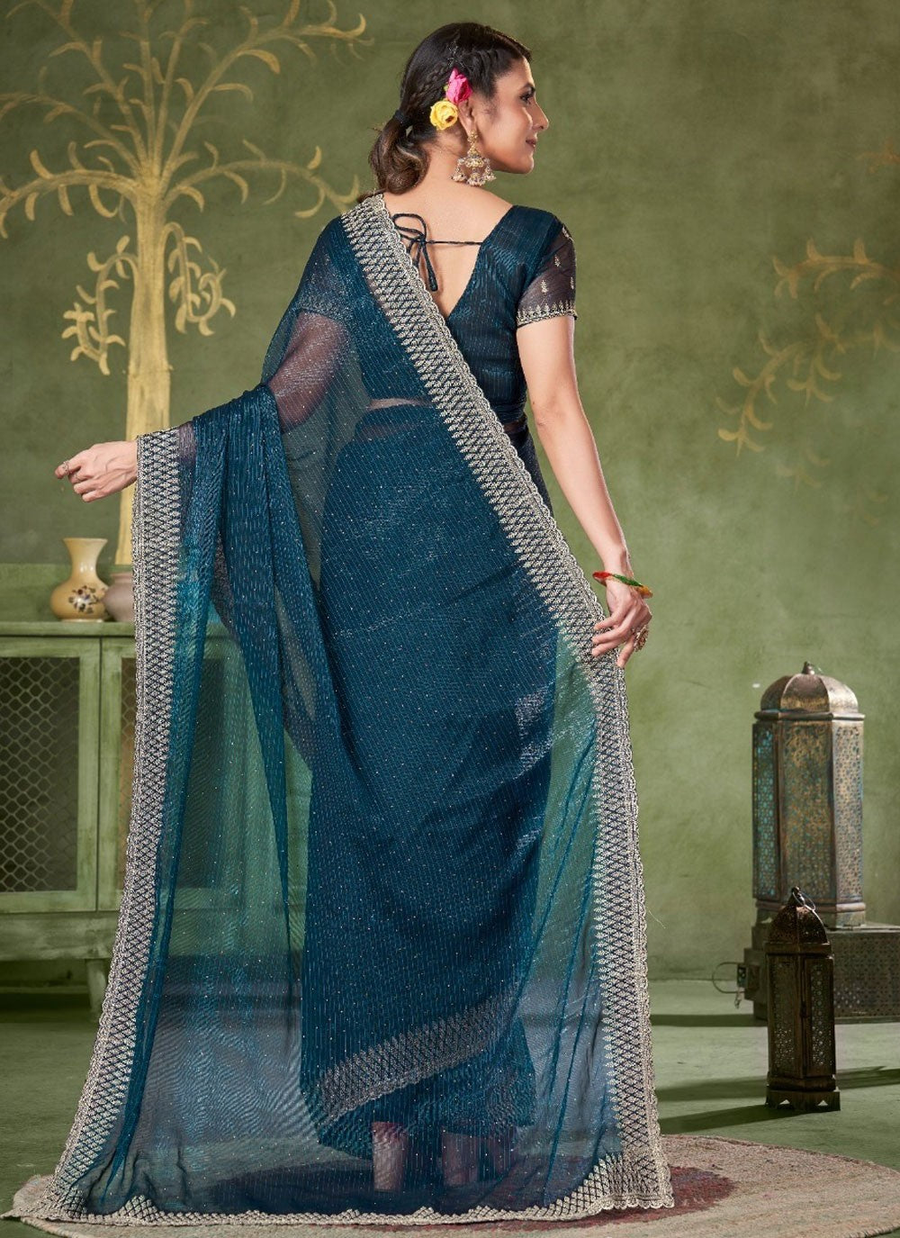 Classic Embroidered Shimmer Saree - S7380