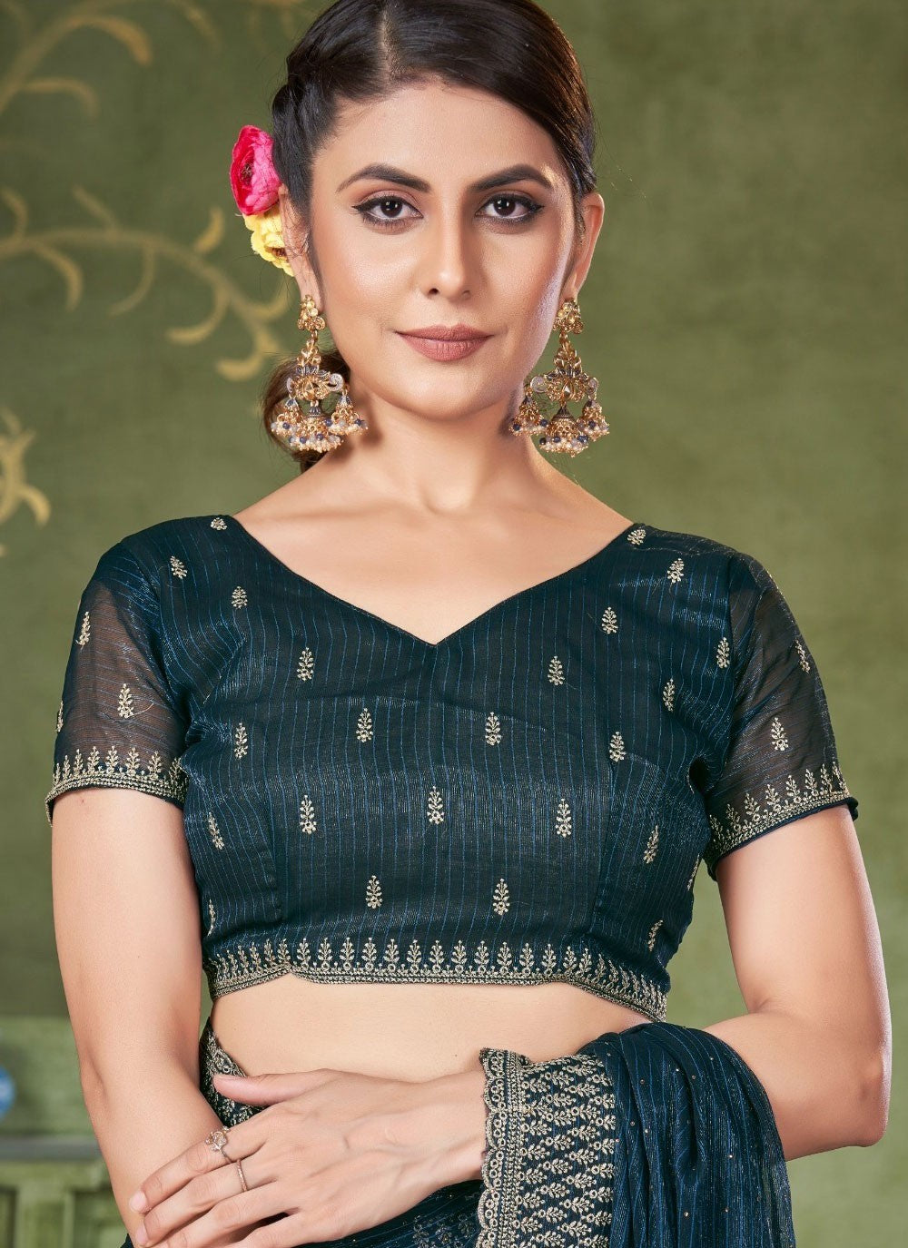 Classic Embroidered Shimmer Saree - S7380
